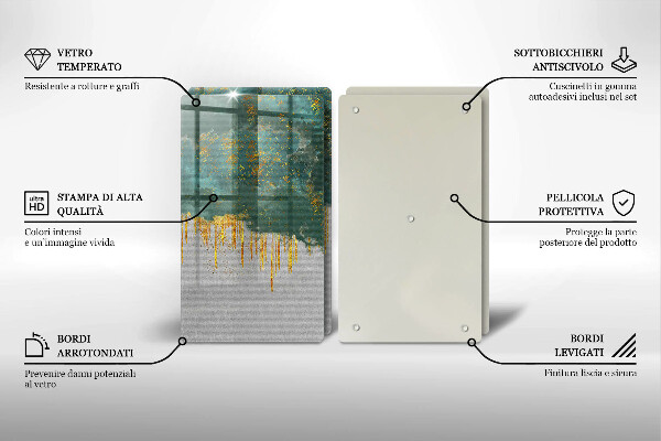 Krájecí prkénko skleněné Abstrakce se zlatem