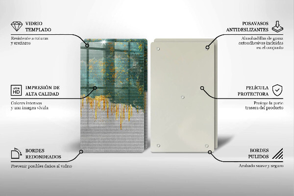 Krájecí prkénko skleněné Abstrakce se zlatem