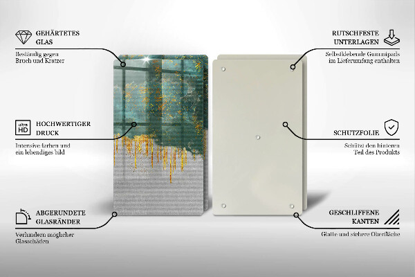 Krájecí prkénko skleněné Abstrakce se zlatem