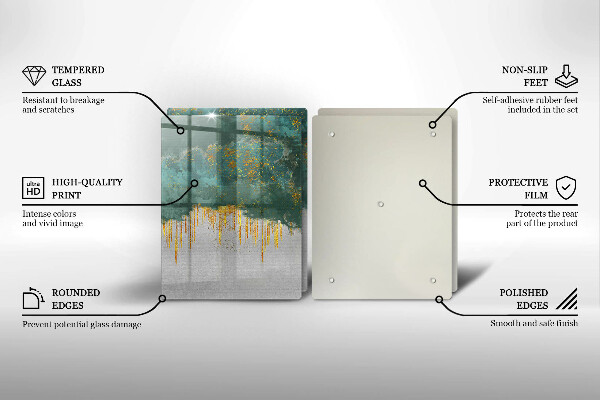 Krájecí prkénko skleněné Abstrakce se zlatem