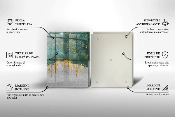 Krájecí prkénko skleněné Abstrakce se zlatem