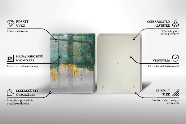 Krájecí prkénko skleněné Abstrakce se zlatem