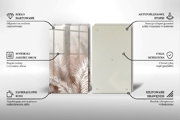 Skleněná krájecí deska Boho vegetační listy