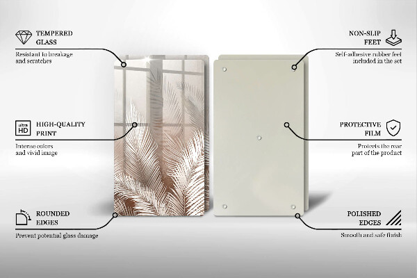 Skleněná krájecí deska Boho vegetační listy