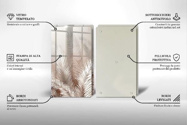 Skleněná krájecí deska Boho vegetační listy