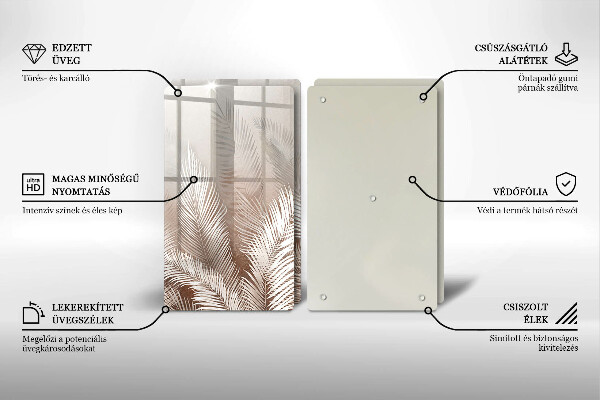 Skleněná krájecí deska Boho vegetační listy