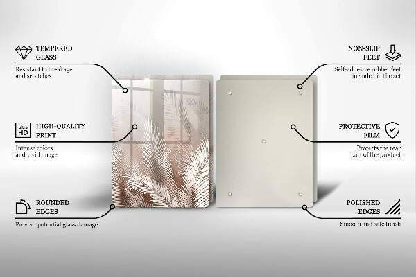 Skleněná krájecí deska Boho vegetační listy