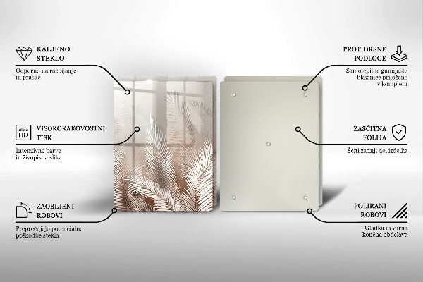 Skleněná krájecí deska Boho vegetační listy