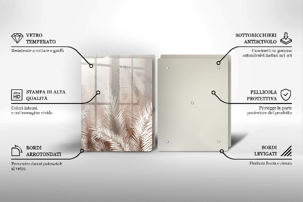 Skleněná krájecí deska Boho vegetační listy