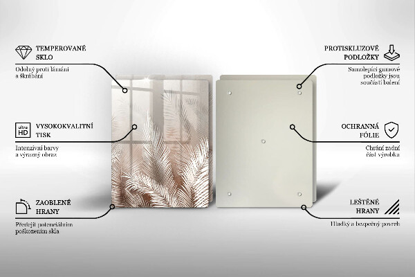 Skleněná krájecí deska Boho vegetační listy