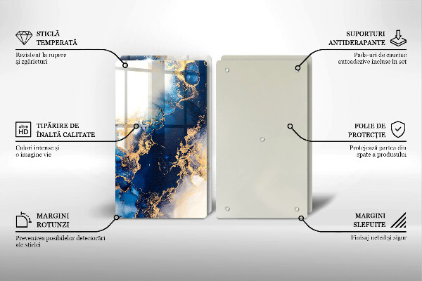 Skleněná krájecí deska Abstrakce s modrou