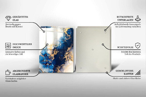 Skleněná krájecí deska Abstrakce s modrou