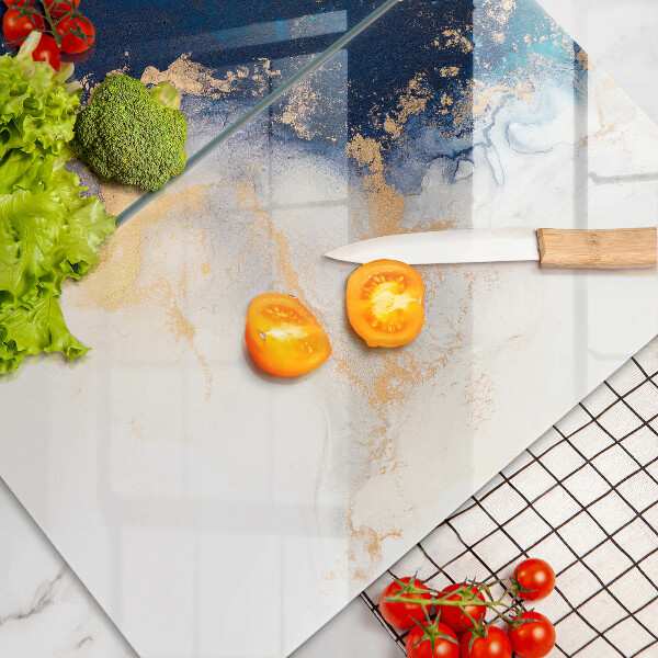 Skleněná krájecí deska Abstrakce s modrou