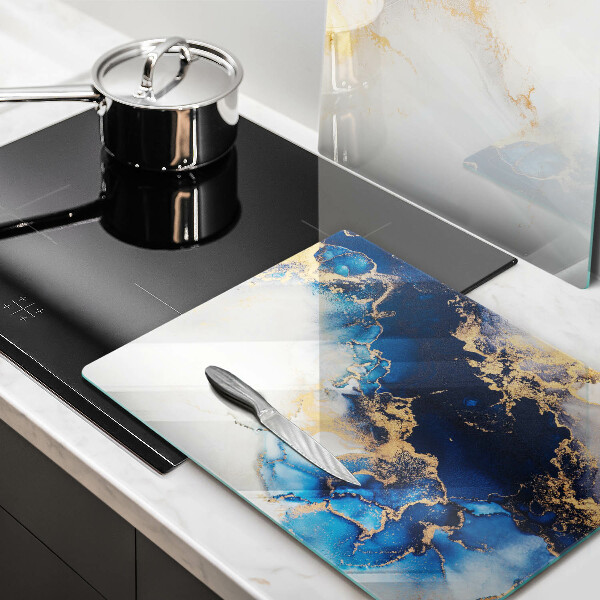 Skleněná krájecí deska Abstrakce s modrou