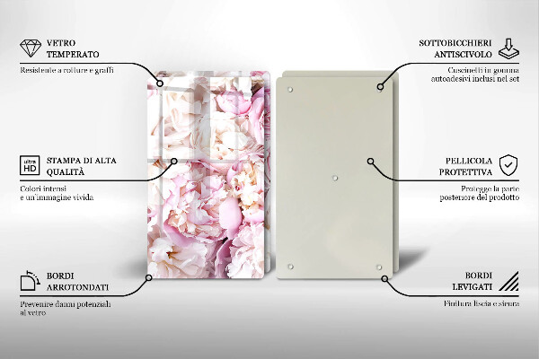 Skleněná krájecí deska Pivoňková kytice