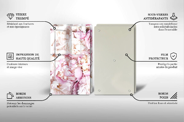 Skleněná krájecí deska Pivoňková kytice