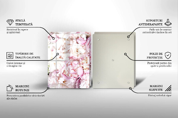 Skleněná krájecí deska Pivoňková kytice