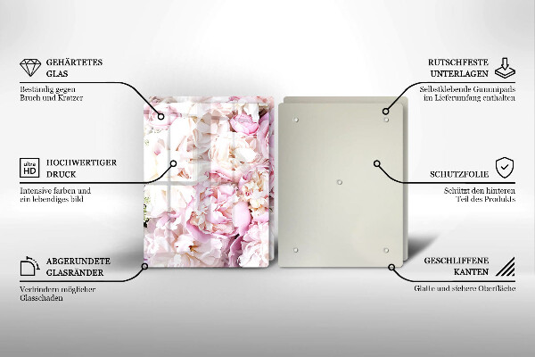 Skleněná krájecí deska Pivoňková kytice