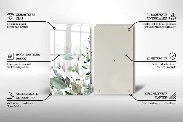 Skleněná krájecí deska Akvarel rostliny