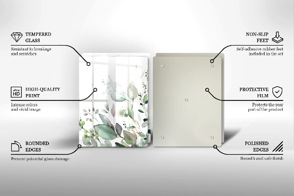 Skleněná krájecí deska Akvarel rostliny