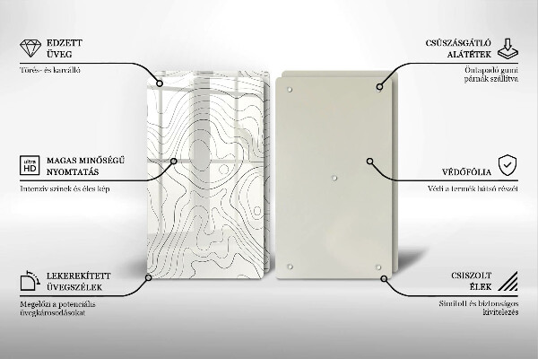 Skleněná krájecí deska Line art design