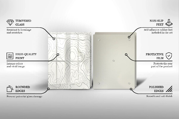 Skleněná krájecí deska Line art design