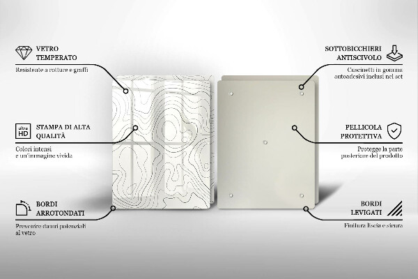 Skleněná krájecí deska Line art design
