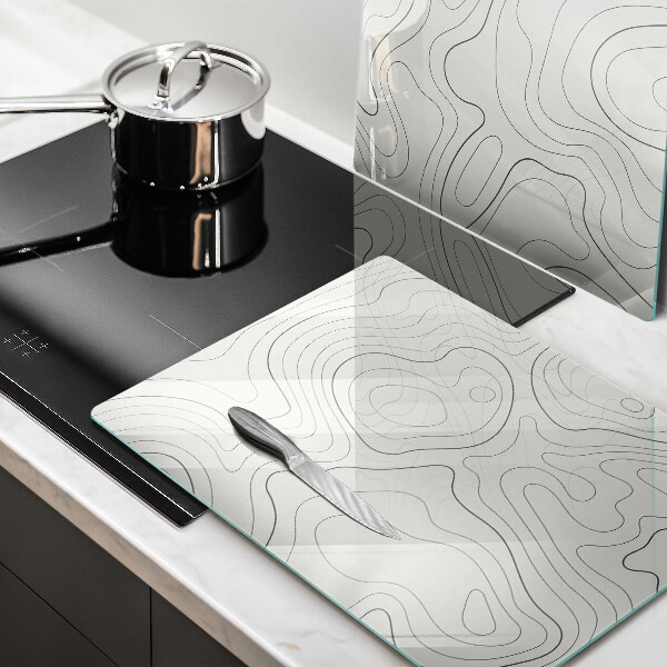 Skleněná krájecí deska Line art design