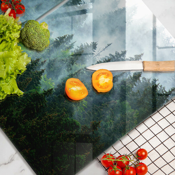 Skleněná krájecí deska Les v mlze