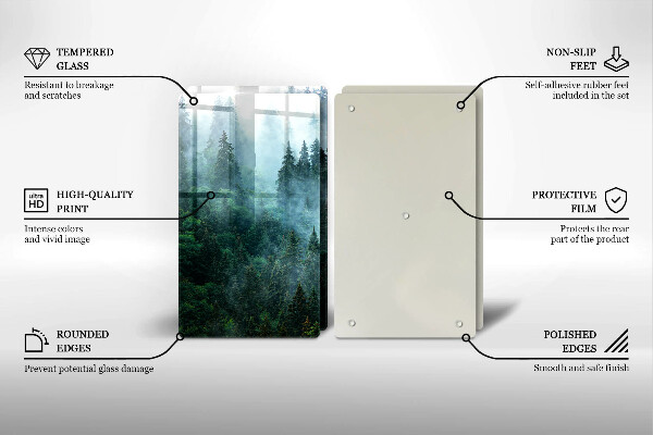 Skleněná krájecí deska Les v mlze