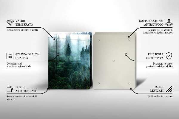 Skleněná krájecí deska Les v mlze