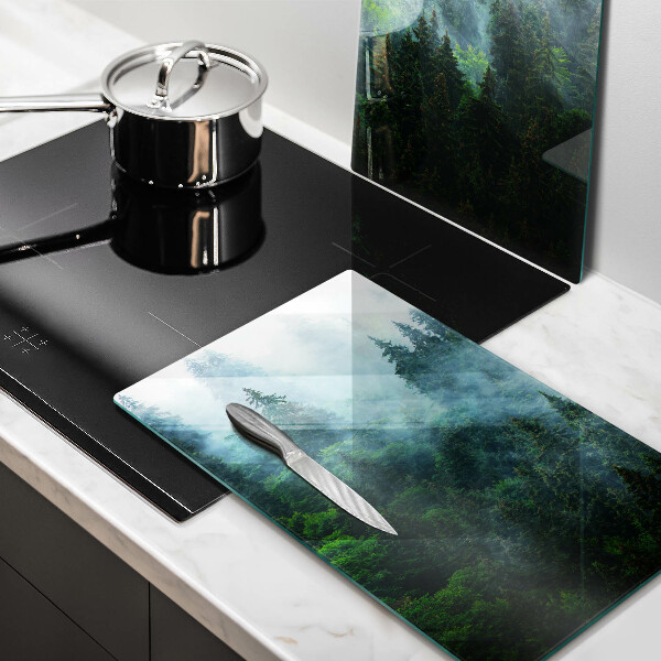 Skleněná krájecí deska Les v mlze