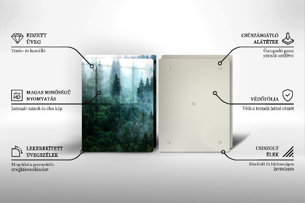 Skleněná krájecí deska Les v mlze