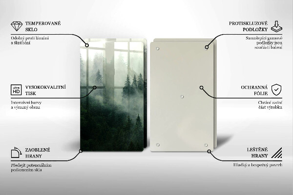 Skleněná krájecí deska Zamlžená lesní krajina