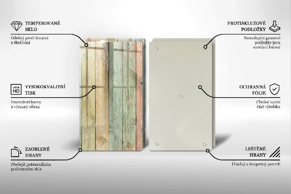 Skleněná krájecí deska Barevné vintage desky