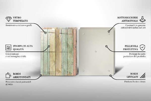 Skleněná krájecí deska Barevné vintage desky