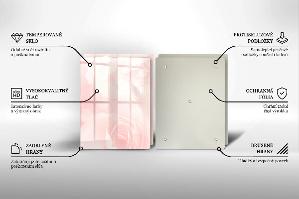 Skleněná krájecí deska Pozadí pastelových růží