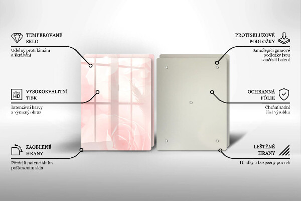 Skleněná krájecí deska Pozadí pastelových růží