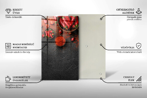 Skleněná deska do kuchyně Červené chilli papričky