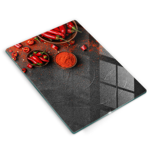 Skleněná deska do kuchyně Červené chilli papričky