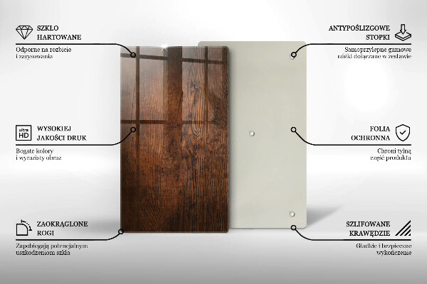 Skleněná deska do kuchyně Deska z tmavého dřeva