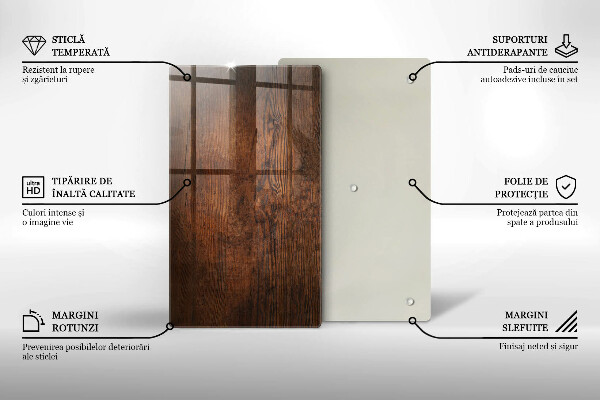 Skleněná deska do kuchyně Deska z tmavého dřeva