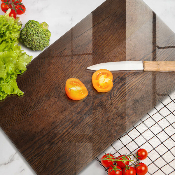 Skleněná deska do kuchyně Deska z tmavého dřeva