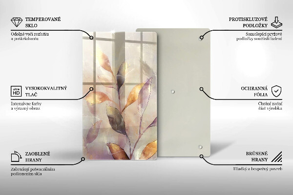 Skleněná deska do kuchyně Malované boho listy