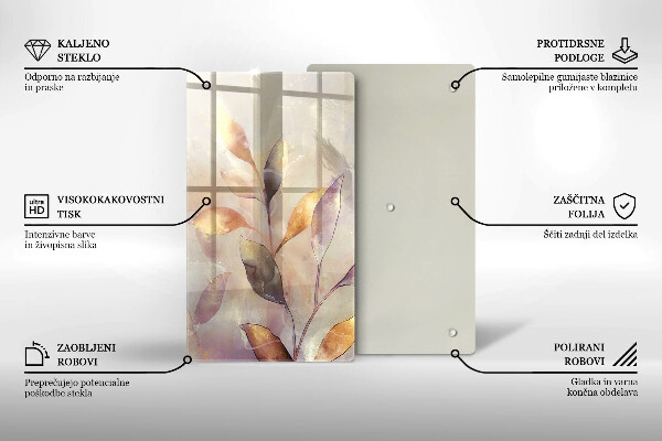 Skleněná deska do kuchyně Malované boho listy