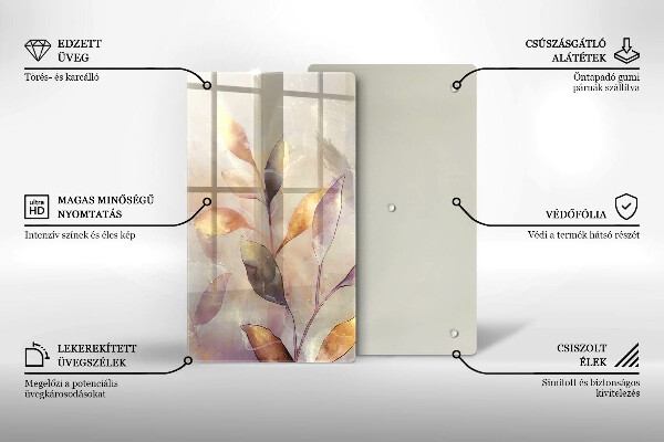 Skleněná deska do kuchyně Malované boho listy