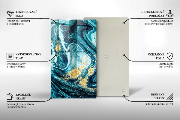 Skleněná krájecí deska Modré zlato abstrakce