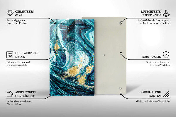 Skleněná krájecí deska Modré zlato abstrakce