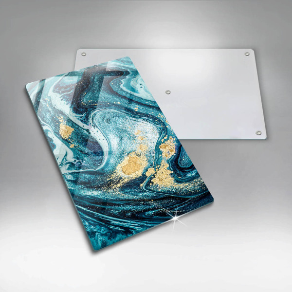 Skleněná krájecí deska Modré zlato abstrakce