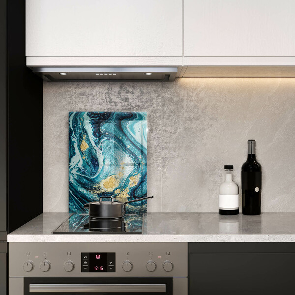 Skleněná krájecí deska Modré zlato abstrakce